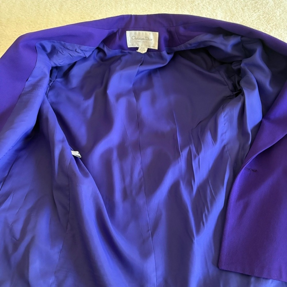 Christian Dior The Suit 1980's Purple Suit Skirt Set Wool Size 8 Purple Power - Picture 15 of 16